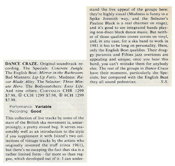 Soundtrack / Dance Craze | Magazine Review | July 1981