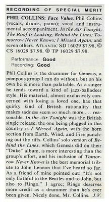 Collins, Phil / Face Value | Magazine Review | July 1981