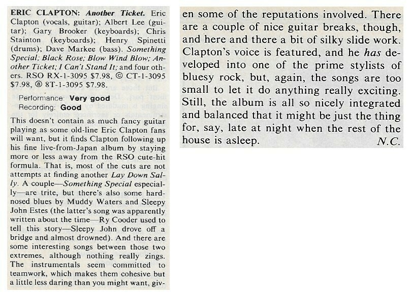 Clapton, Eric / Another Ticket | Magazine Review | July 1981