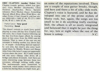 Clapton, Eric / Another Ticket | Magazine Review | July 1981