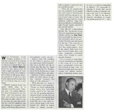 Mancini, Henry / Armstrong&#39;s Circle Theatre | Magazine Article | July 1981