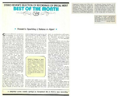 Rossini, Gioachino / L&#39;Italiana in Algeri | Magazine Review | July 1981