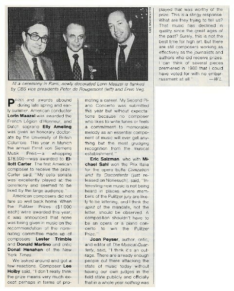Maazel, Lorin / French Legion d&#39;Honneur | Magazine Article | July 1981