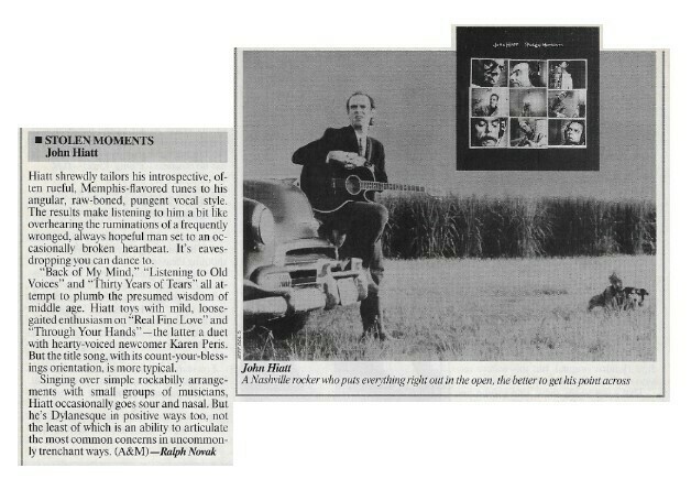 Hiatt, John / Stolen Moments | Magazine Review | July 1990