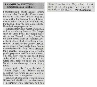 Hornsby, Bruce (+ The Range) / A Night On the Town | Magazine Review | July 1990