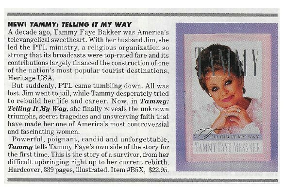 Bakker, Tammy Faye (Messner) / Tammy: Telling It My Way | Magazine Ad | January 1997