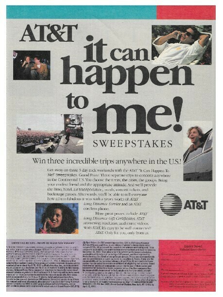 AT+T / It Can Happen to Me! (Sweepstakes) | Magazine Ad | March 1992
