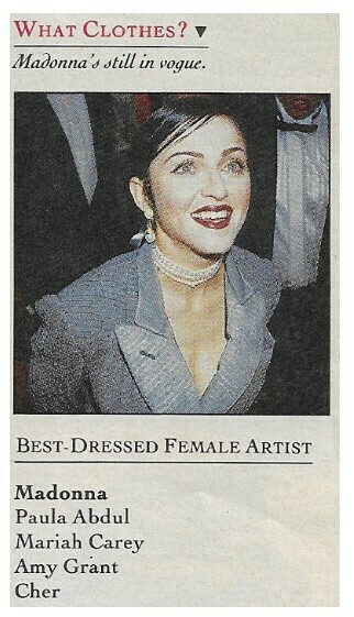 Madonna / Best Dressed Female Artists (Readers&#39; Picks) | March 1992