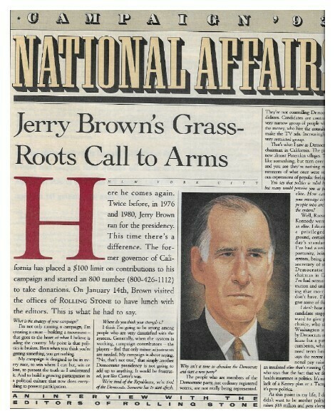 Brown, Jerry / Jerry Brown&#39;s Grassroots Call to Arms | Magazine Article | March 1992
