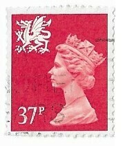 Great Britain / 1990 | Queen Elizabeth II - Machin Portrait (37p) | Postage Stamp | Wales