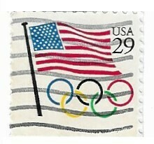 United States / 1991 | Flag With Olympic Rings (29￠) | Postage Stamp