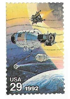 United States / 1992 | Sputnik - Apollo Command + Lunar Modules (29￠) | Postage Stamp