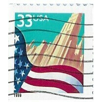 United States / 1999 | Flag Over City (33￠) | Postage Stamp | Date in Black