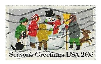 United States / 1982 | Season&#39;s Greetings: Snowman Builders (20￠) | Postage Stamp
