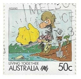 Australia / 1988 | Living Together: Mining (50 c) | Postage Stamp