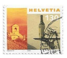 Switzerland / 2000 | Gastronomy: St. Saphorin Church and Hand with Tray (130 ct) | Postage Stamp