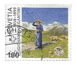 Switzerland / 1999 | Noon in the Alps - Giovanni Segantini (180 ct) | Postage Stamp
