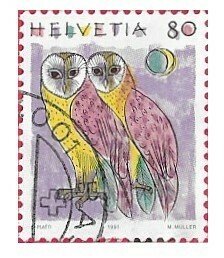 Switzerland / 1991 | Barn Owl (80 ct) | Postage Stamp