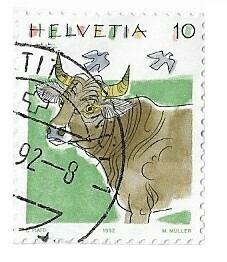 Switzerland / 1992 | Cattle (10 ct) | Postage Stamp