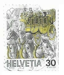 Switzerland / 1987 | Mailcoach (30 ct) | Postage Stamp