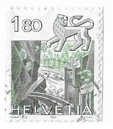 Switzerland / 1983 | Leo and Areuse Gorge (1.80 fr) | Postage Stamp
