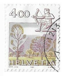 Switzerland / 1984 | Sagittarius and Glarner Landscape (4 fr) | Postage Stamp