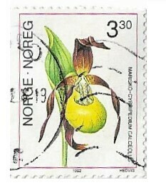 Norway / 1992 | Lady&#39;s-Slipper Orchid (3.30 Kr) | Postage Stamp