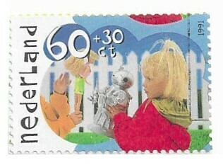 Netherlands / 1991 | Children Playing with Doll and Robot (60 + 30 ct) | Postage Stamp