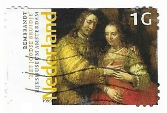 Netherlands / 1999 | The Jewish Bride by Rembrandt (1 ƒ) | Postage Stamp