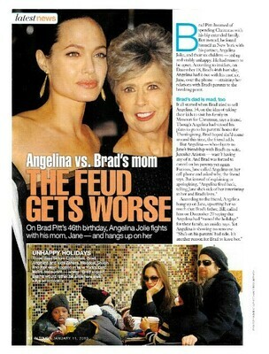 Jolie, Angelina / Angelina vs. Brad&#39;s Mom | Magazine Article | January 2010 | with Brad Pitt