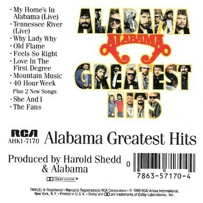 Alabama / Greatest Hits | RCA AHK1-7170 | January 1986