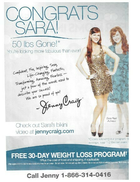 Rue, Sara / Jenny Craig - Congrats Sara! | Magazine Ad | April 2011