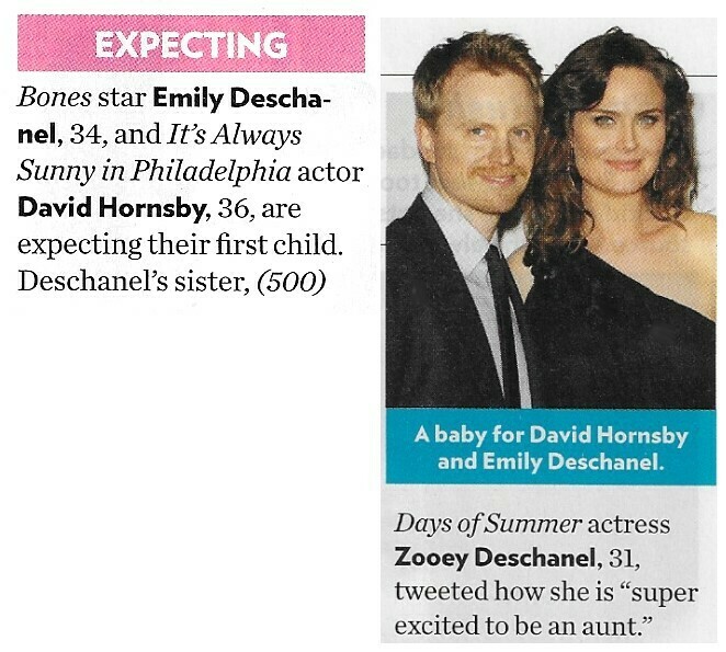 Deschanel, Emily / A Baby for David Hornsby and Emily Deschanel | Magazine Article | April 2011