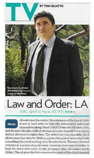 Molina, Alfred / Law and Order: LA | Magazine Article | April 2011