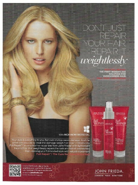 John Frieda (Hair Care) / Full Repair | Magazine Ad | April 2011