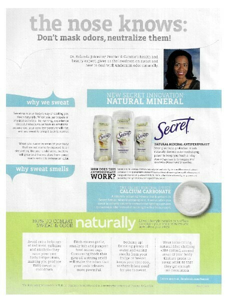 Secret / Natural Mineral Antiperspirant | Magazine Ad | April 2011