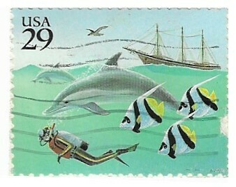 United States / 1994 | Diver, Ship, Dolphin, Fish (29 Cents)