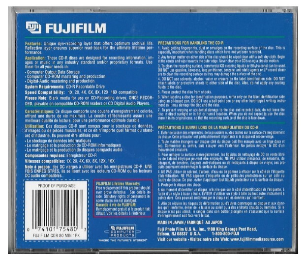 Fujifilm / White | CD Jewel Case | Standard