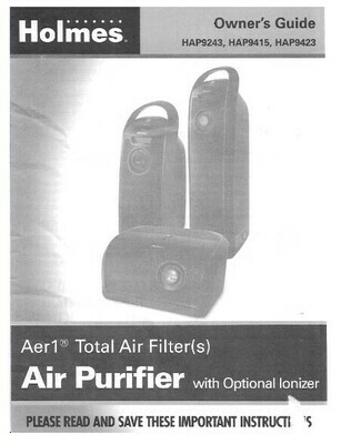 Holmes / Air Purifier - Aer1 Total Air Filter | Owner's Guide | 2013