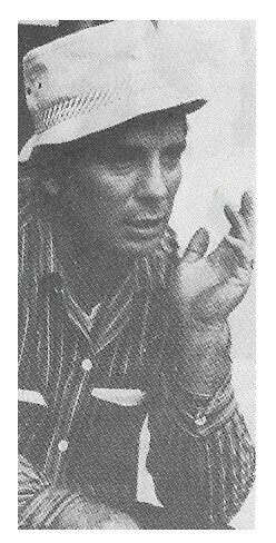Kerouac, Jack / Sitting-Striped Shirt-Hat | Magazine Photo | 1960