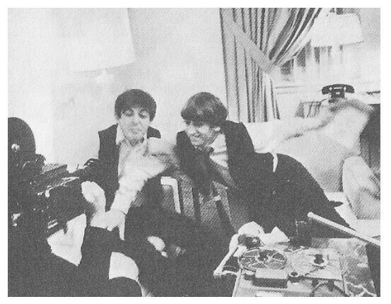 Beatles, The / Paul and Ringo on Couch-Being Filmed | Magazine Photo | 1960s