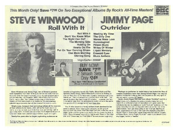 Winwood, Steve / Roll With It | Magazine Ad | 1988 | with Jimmy Page