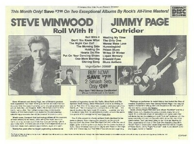 Winwood, Steve / Roll With It | Magazine Ad | 1988 | with Jimmy Page