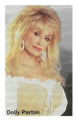 Parton, Dolly / White and Beige Top-Hoop Earrings | Magazine Photo | February 1996