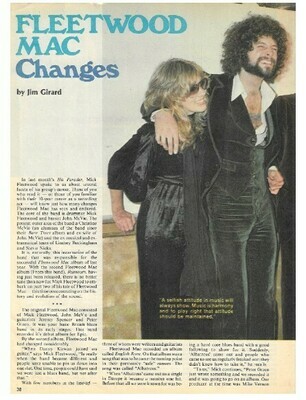 Fleetwood Mac / Changes | Magazine Article with Photo | June 1977 | Part 1