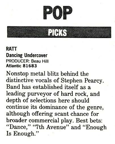 Ratt / Dancing Undercover | Magazine Review | October 1986