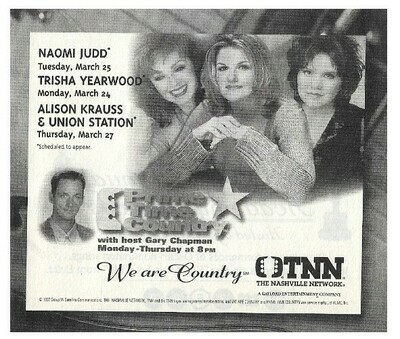 Krauss, Alison / Prime Time Country (TNN) | Magazine Ad | March 1997 | with Naomi Judd and Trisha Yearwood