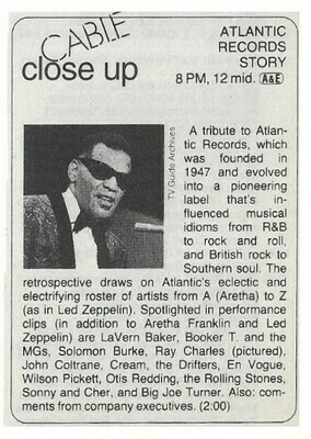 Charles, Ray / Atlantic Records Story | Magazine Article with Photo | May 1994