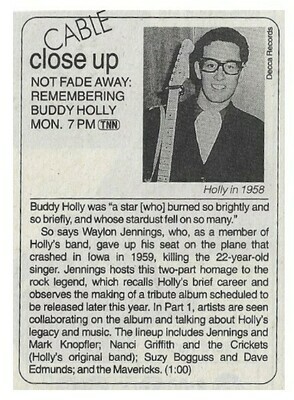 Holly, Buddy / Not Fade Away: Remembering Buddy Holly | Magazine Article with Photo | 1996