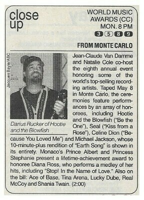 Hootie + The Blowfish / World Music Awards - Close Up | Magazine Article with Photo | June 1996